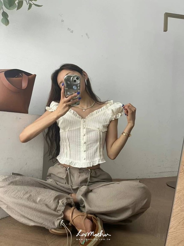 綁帶不規則口袋工裝長褲